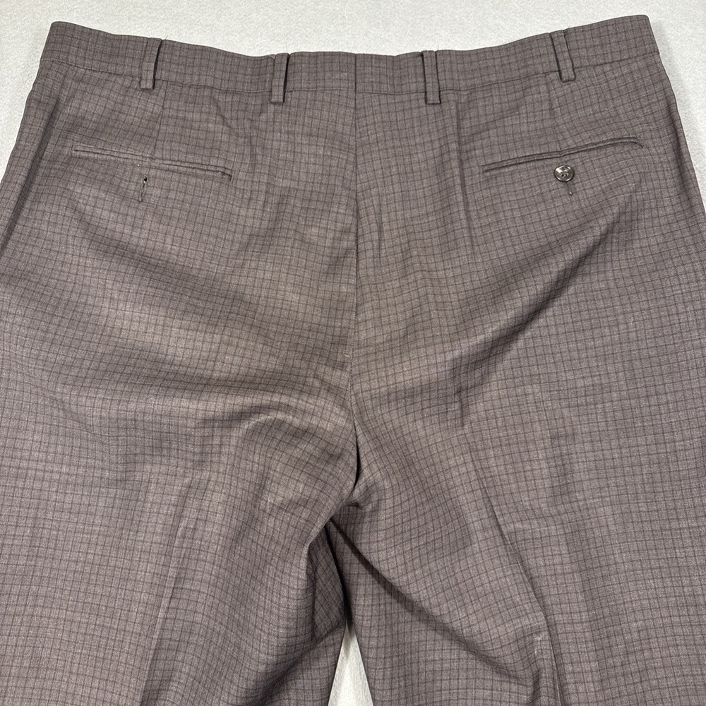 Hart Schaffner Marx 100% Wool Pleated Cuffed Gray Micro Checked Dress Pants 40R - Picture 9 of 10